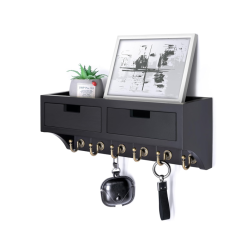 Key Holder Wall Mount with 2 Drawers (Black)