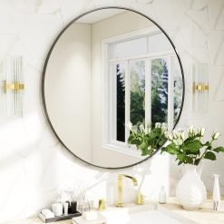 20 Inch Round Black Frame Mirror
