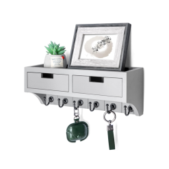 Key Holder Wall Mount with 2 Drawers (Silver)